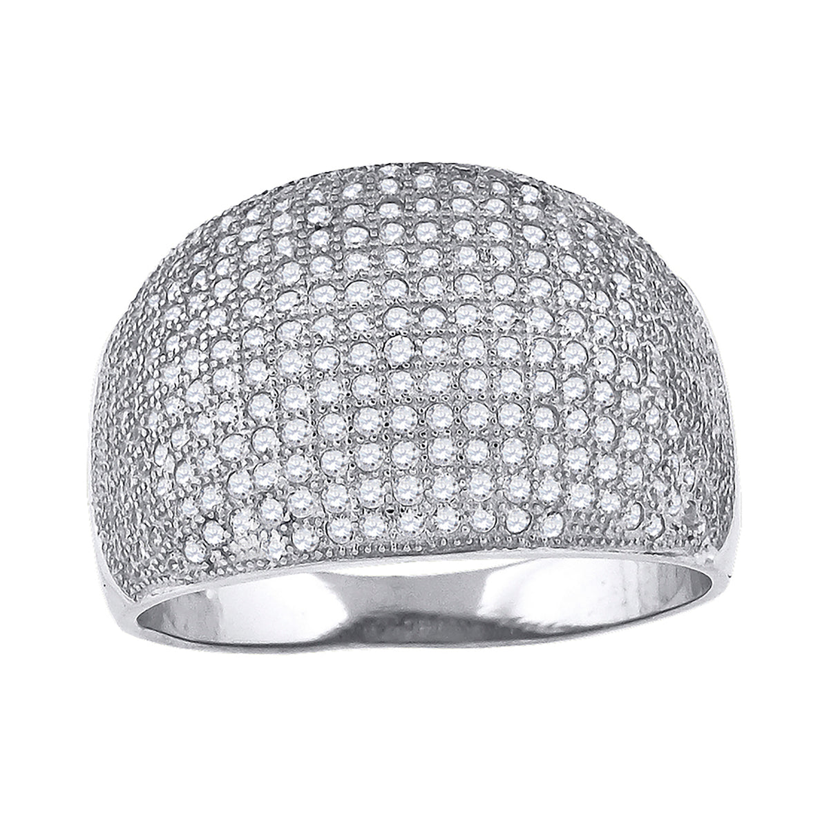 925 Sterling Silver Mens Cubic Zirconia Domed Presidential Ring Size 12