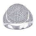 925 Sterling Silver Mens Cubic Zirconia Round Head Presidential Ring Size 9