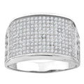 925 Sterling Silver Mens Cubic Zirconia Wide Band Fashion Ring Sizes 9 To 12