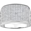 925 Sterling Silver Mens Cubic Zirconia Wide Band Fashion Ring Size 9