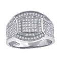 925 Sterling Silver Mens Cubic Zirconia Wide Band Fashion Ring Size 12