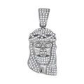 925 Sterling Silver Mens CZ Jesus Religious Charm Pendant