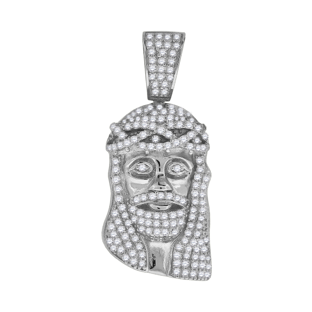 925 Sterling Silver Mens CZ Jesus Religious Charm Pendant