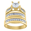 10K Yellow Gold Womens Princess And Round Cubic Zirconia Trio Ring Set