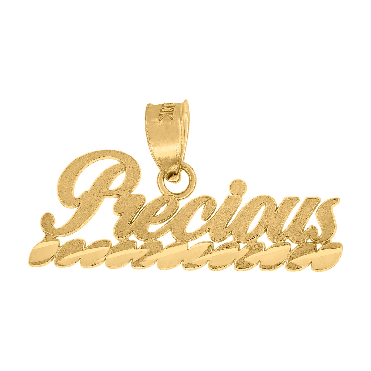 10K Yellow Gold Diamond-Cut Unisex Precious Letters & Words Charm Pendant