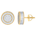 925 Sterling Silver Yellow-Tone Unisex Cubic Zirconia Round Stud Earrings