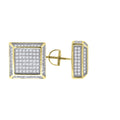 925 Sterling Silver Yellow-Tone Unisex Cubic Zirconia Square Stud Earrings