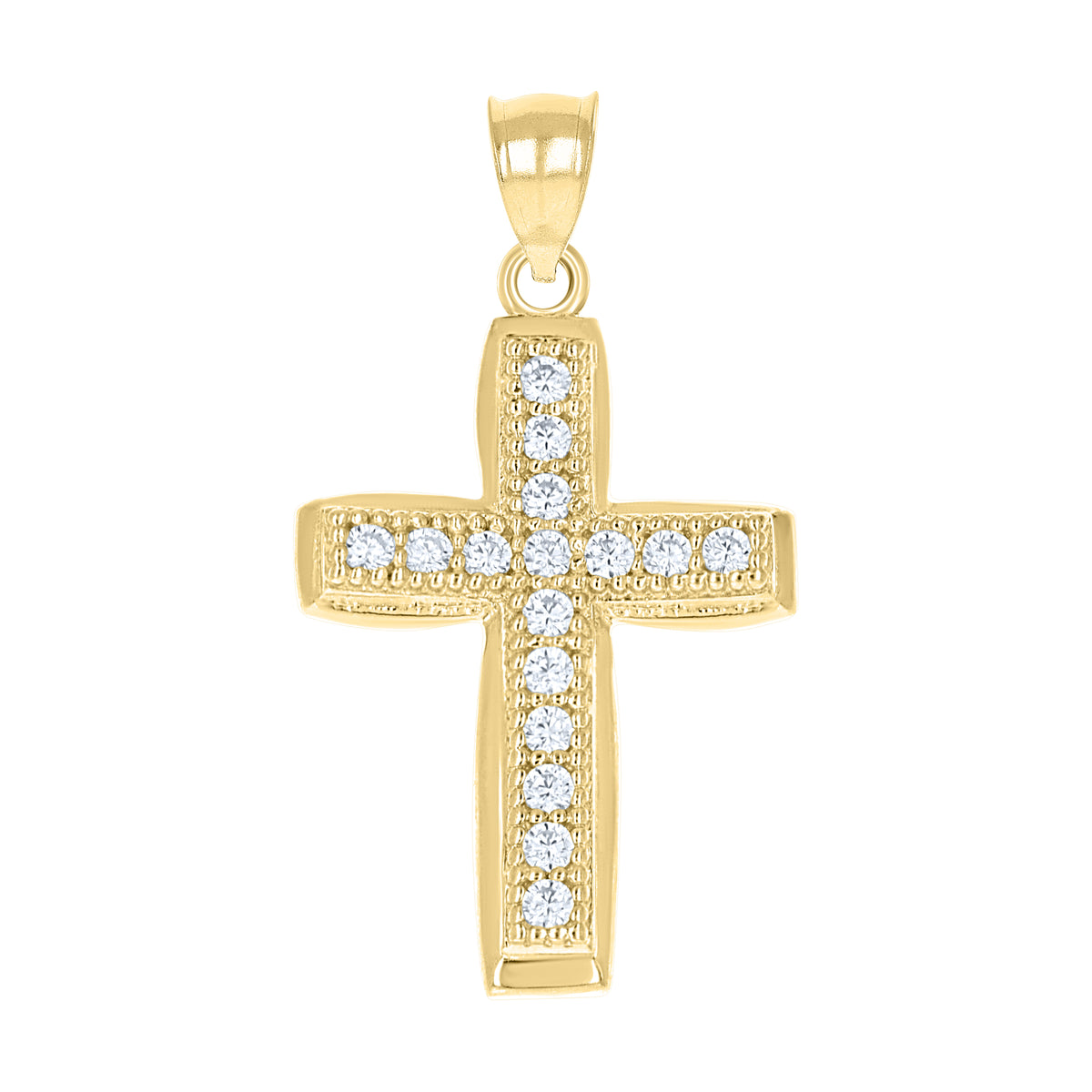 10K Two-Tone Gold Mens Women Cubic Zirconia Cubic-Zirconia Cross Religious Charm Pendant