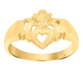 10K Two-Tone Gold Womens Textured Mom Heart Band Ring