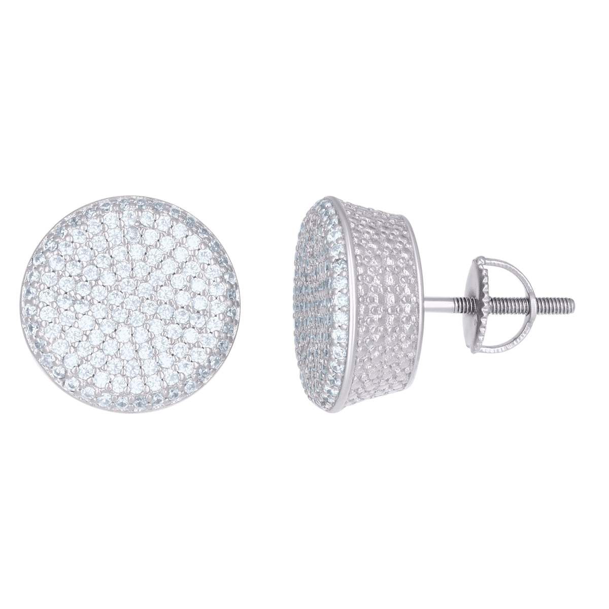 925 Sterling Silver Womens Cubic Zirconia Round Stud Earrings
