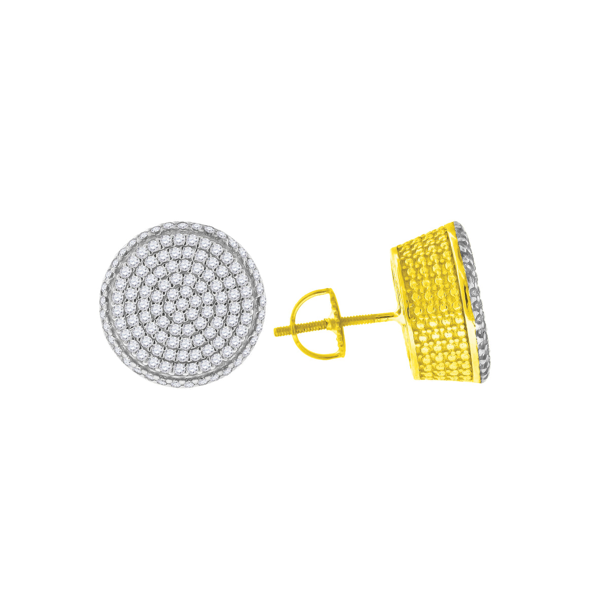 925 Sterling Silver Yellow-Tone Womens Cubic Zirconia Round Stud Earrings