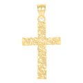 10K Yellow Gold Unisex Nugget Latin Cross Religious Charm Pendant