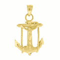 10K Gold Diamond-Cut Textured Unisex Anchor Cross Crucifix Religious Charm Pendant