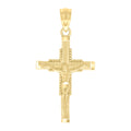 10K Yellow Gold Textured Unisex Cross Crucifix Religious Charm Pendant