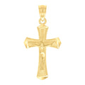 10K Yellow Gold Mens Textured Crucifix Cross Religious Charm Pendant