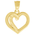 10K Yellow Gold Womens Diamond-Cut Love Heart Charm Pendant