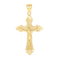10K Yellow Gold Mens Textured Crucifix Cross Religious Charm Pendant