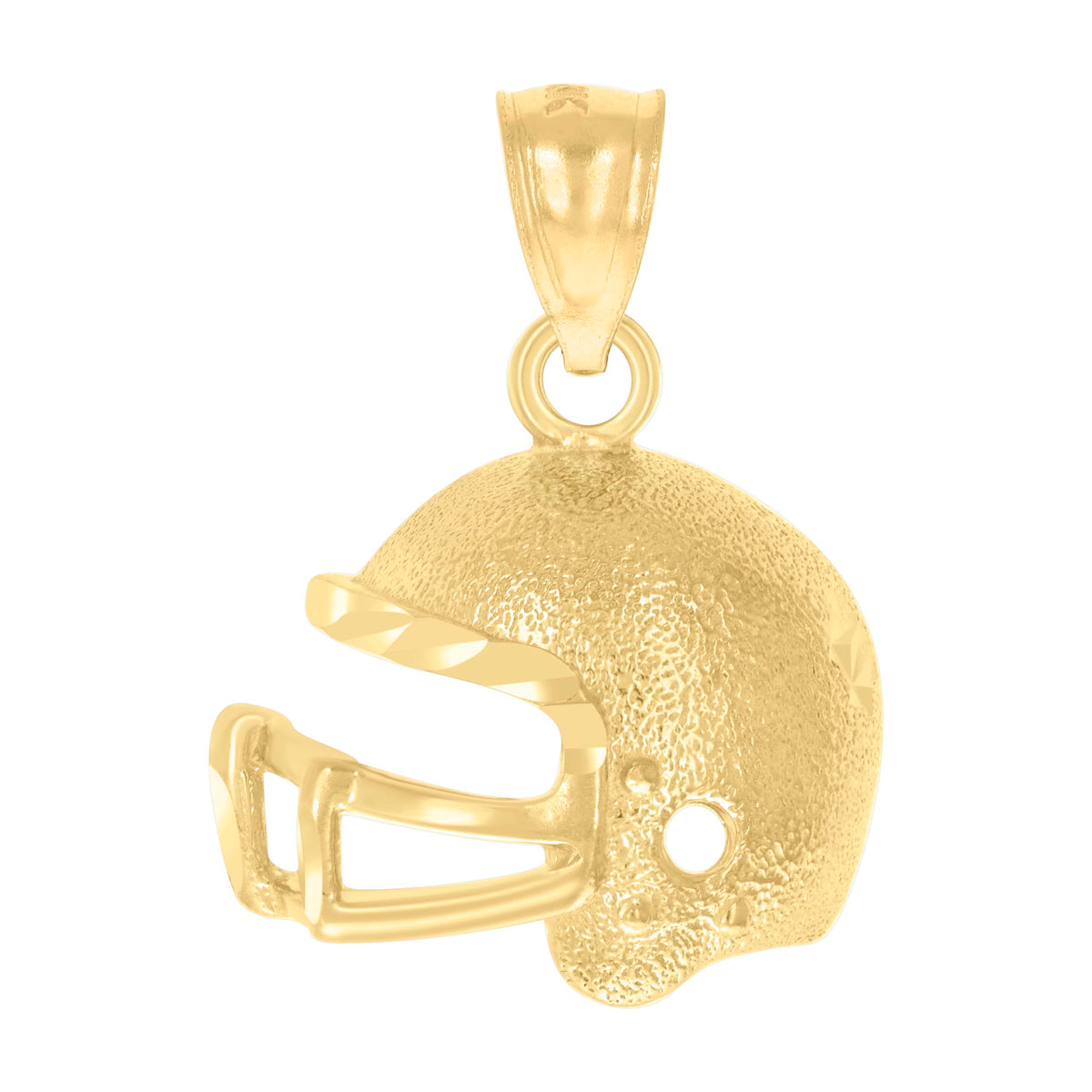 10K Yellow Gold Mens Nugget Football Helmet Sports Charm Pendant