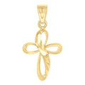 10K Two-Tone Gold Mens Women Diamond-Cut Cross Religious Charm Pendant
