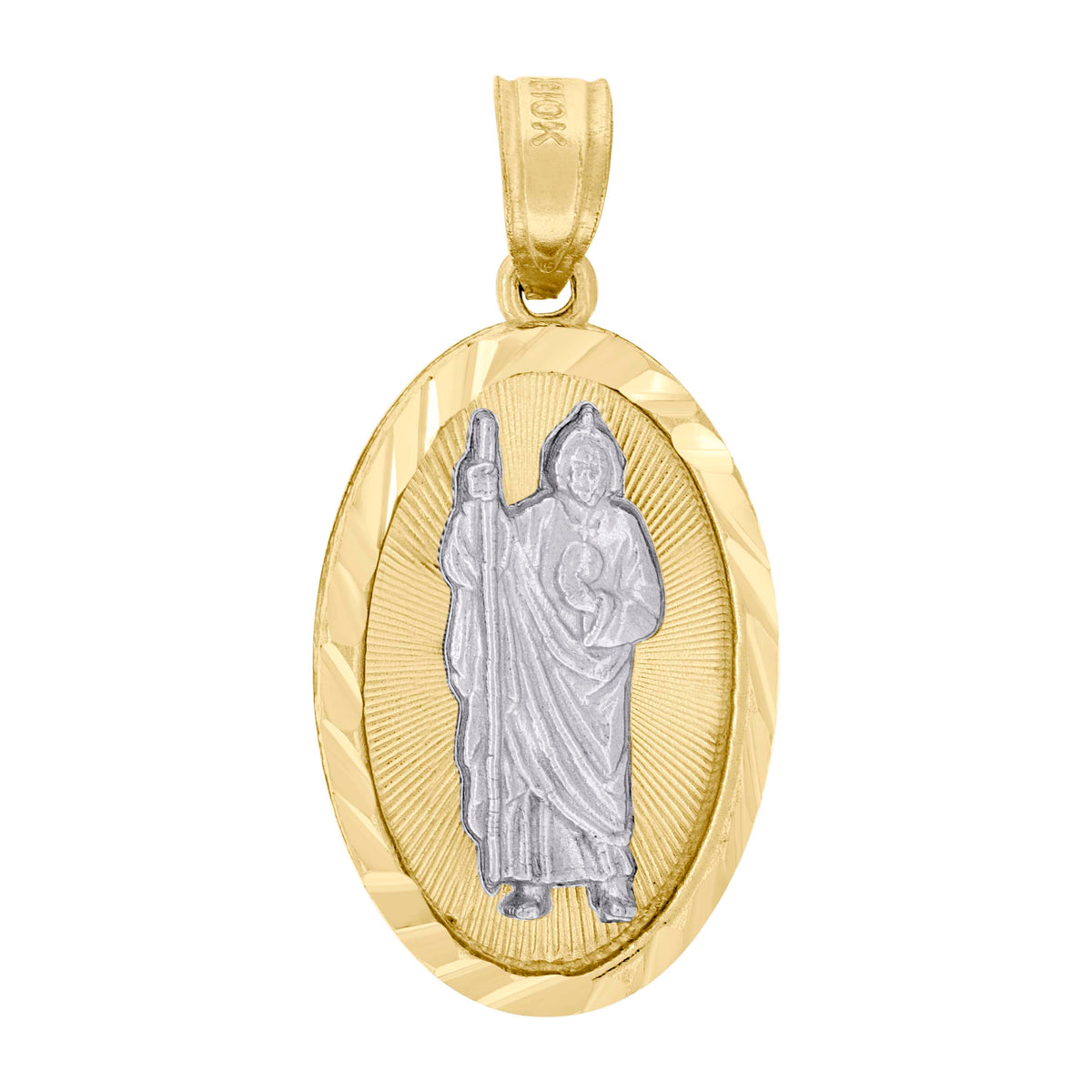 10K Two-Tone Gold Unisex Diamond-Cut Textured 15 Anos Quinceanera Charm Pendant
