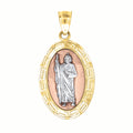 10K Gold Tri-Color Unisex Saint Jude Religious Charm Pendant