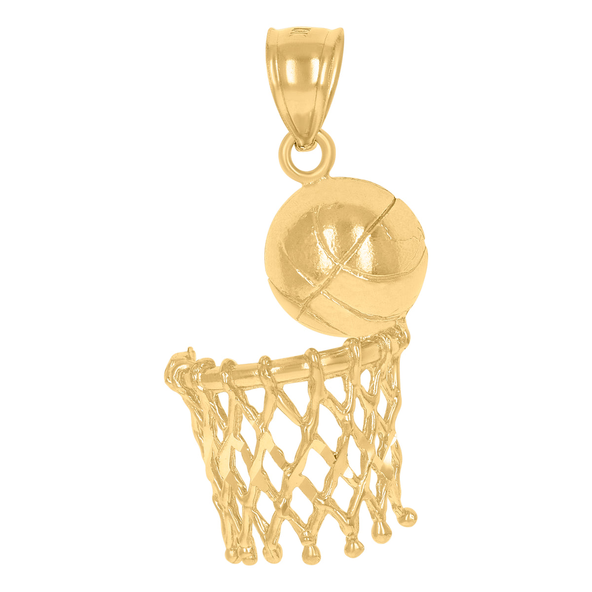 10K Yellow Gold Mens Basket Ball Sports Charm Pendant
