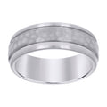 Stainless Steel Mens Double Grooved Center Hammered Size-14 Comfort-Fit Fashion Band Ring