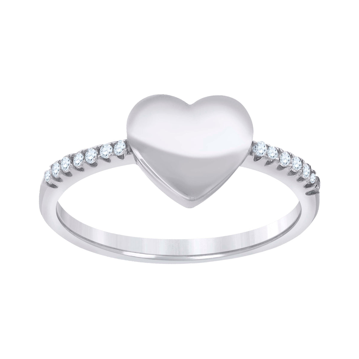 925 Sterling Silver Womens Cubic-Zirconia Heart Ring Size 8