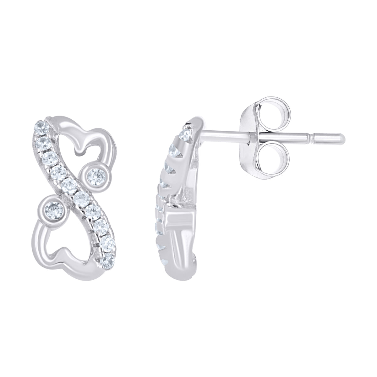 925 Sterling Silver Womens Cubic Zirconia Infinity Stud Earrings