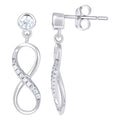 925 Sterling Silver Womens Cubic Zirconia Infinity Dangle Earrings