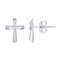 925 Sterling Silver Womens Cubic Zirconia Cross Religious Stud Earrings