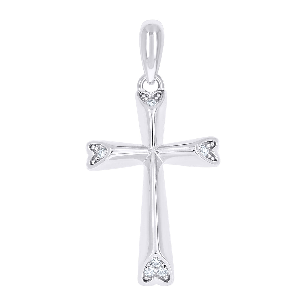 925 Sterling Silver Unisex Cz Cross Religious Charm Pendant