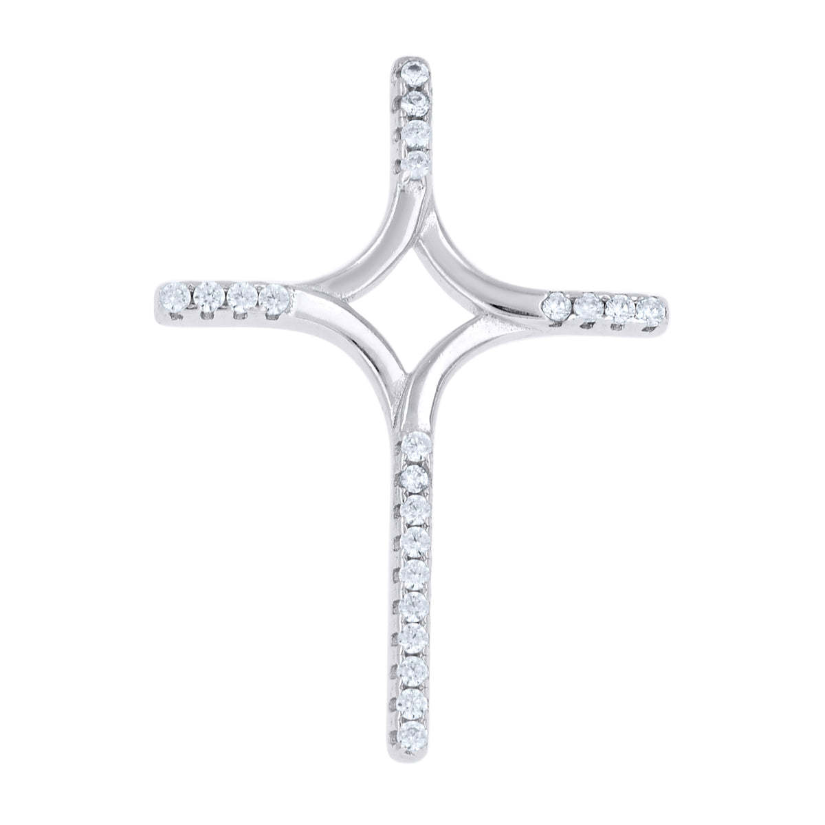 925 Sterling Silver Womens Cubic Zirconia Cross Religious Charm Pendant