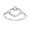 925 Sterling Silver Womens Cubic-Zirconia Heart Engagement Ring Size 9