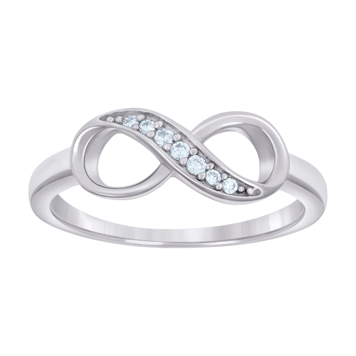 925 Sterling Silver Womens Cubic-Zirconia Infinity Ring Size 10
