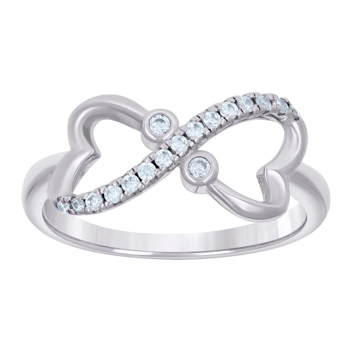 925 Sterling Silver Womens Cubic Zirconia Size-10 Infinity Heart Fashion Ring Band