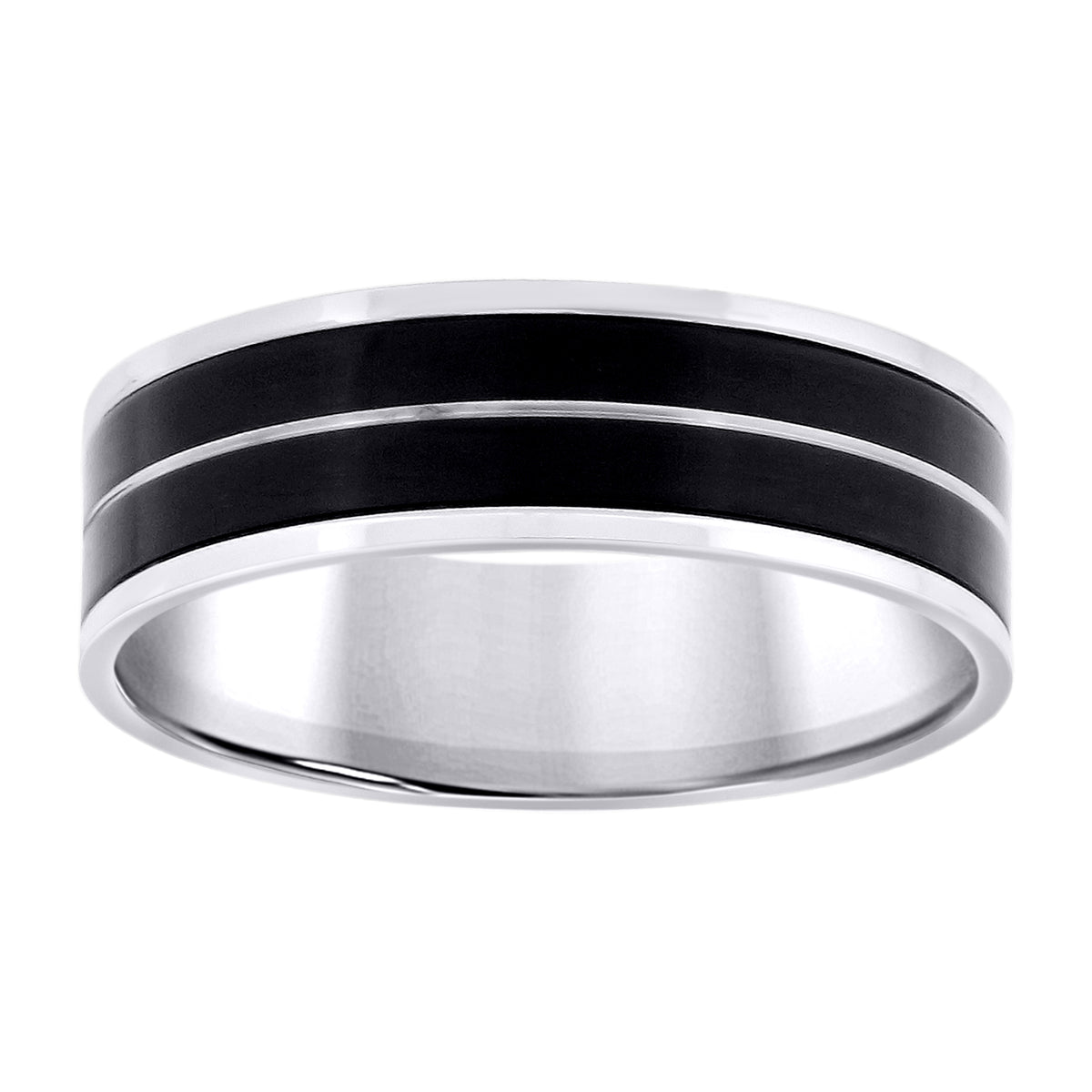 Stainless Steel Black-tone Mens 7mm Sizes 7 - 14 Comfort-Fit Wedding Band Ring
