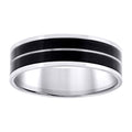 Stainless Steel Black-tone Mens 7mm Size-7 Comfort-Fit Wedding Band Ring