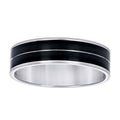 Stainless Steel Black-tone Mens 7mm Size-13 Comfort-Fit Wedding Band Ring