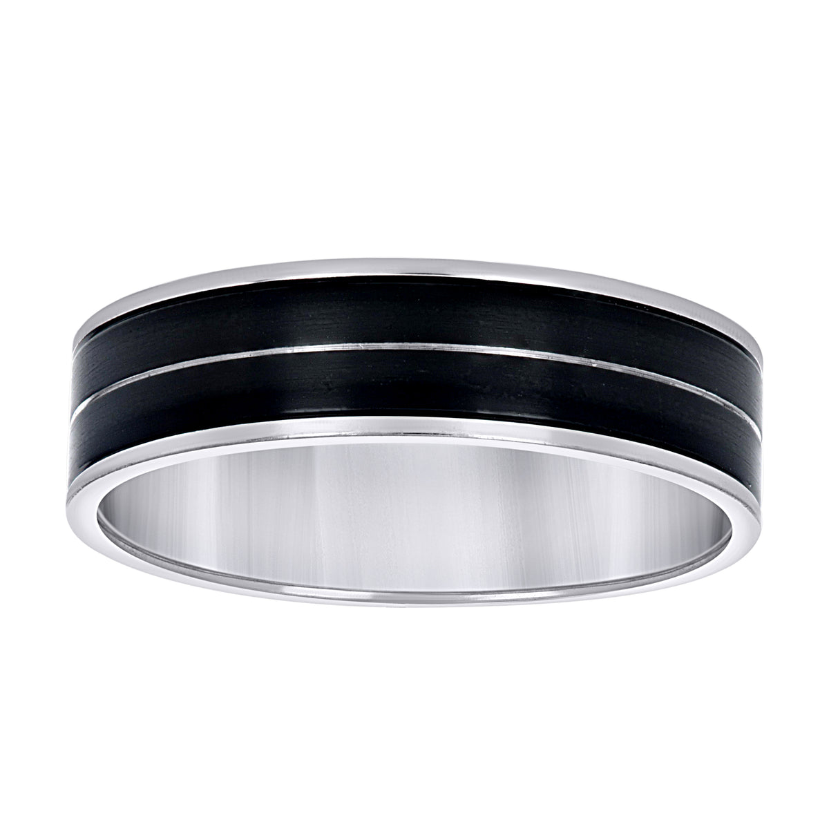 Stainless Steel Black-tone Mens 7mm Size-13 Comfort-Fit Wedding Band Ring