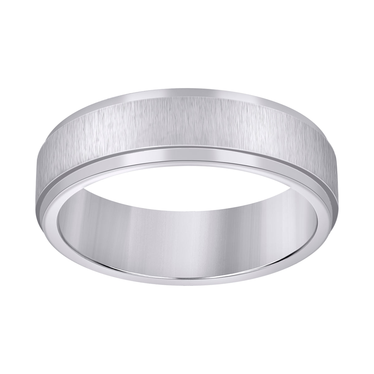 Stainless Steel Mens Center Brushed Step Edges Size-12 Comfort-Fit Fashion Band Ring