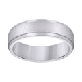 Stainless Steel Mens Center Brushed Step Edges Size-11 Comfort-Fit Fashion Band Ring