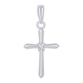 925 Sterling Silver Womens Cubic-Zirconia Cross Religious Charm Pendant