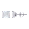 925 Sterling Silver Womens Cubic Zirconia Square Stud Earrings