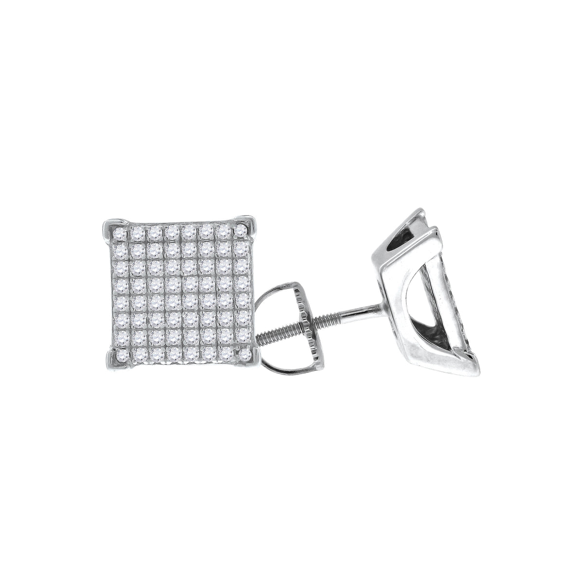 925 Sterling Silver Womens Cubic Zirconia Square Stud Earrings