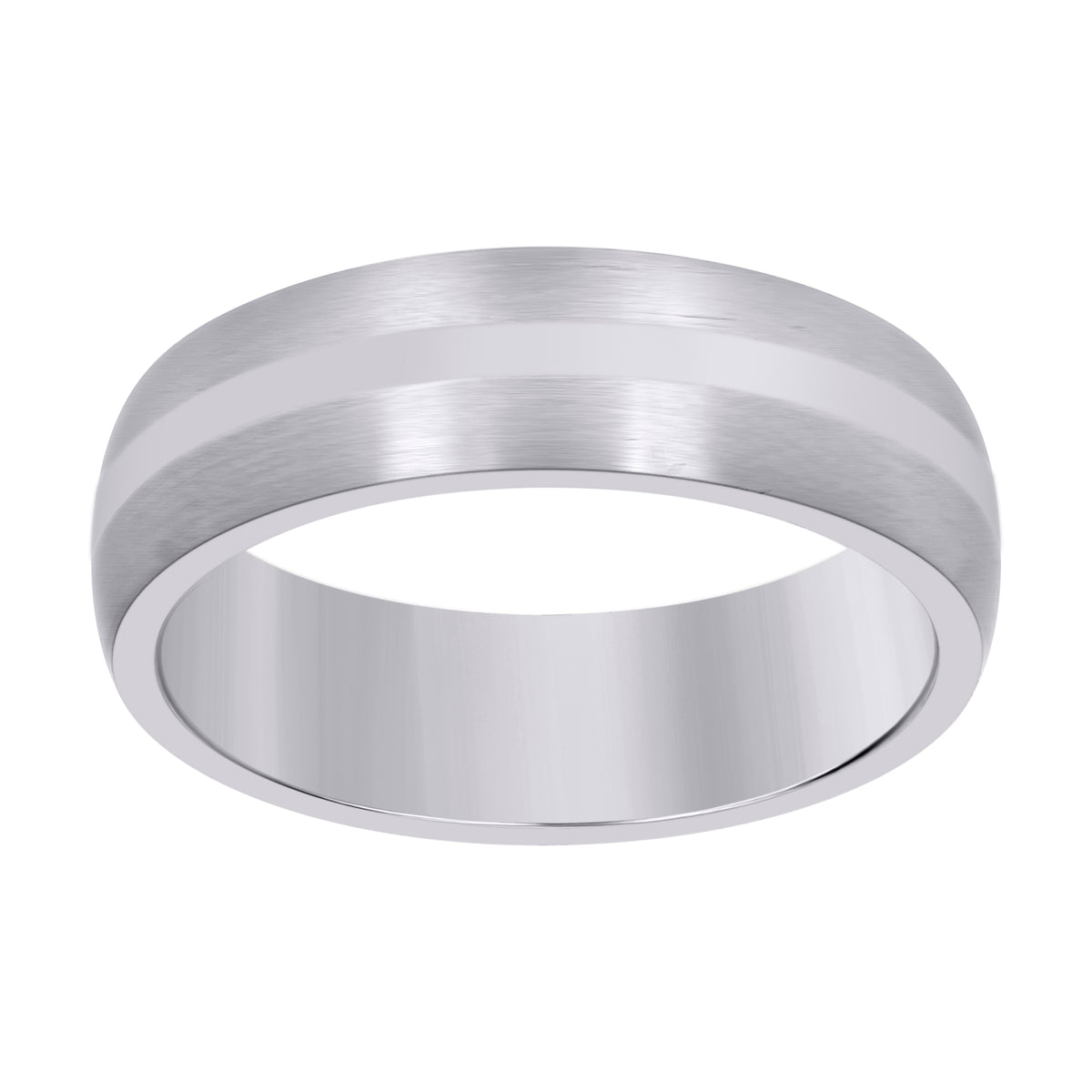 Stainless Steel Mens Center Polished Side Brushed Size-8 Comfort-Fit Fashion Band Ring