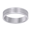 Stainless Steel Mens Center Brushed Double Grooved Sizes 7 - 14 Comfort-Fit Fashion Band Ring