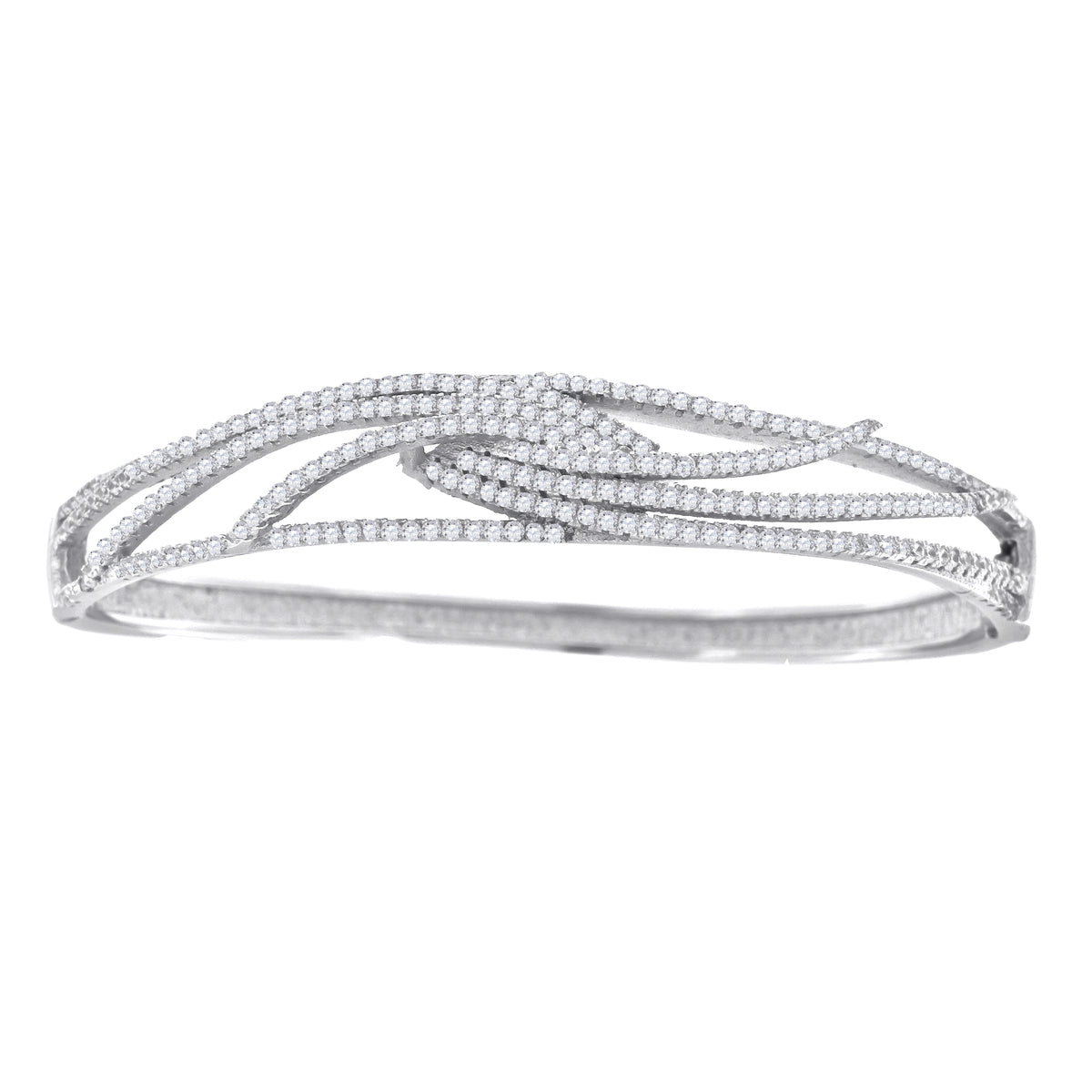 925 Sterling Silver Womens Micropave Cubic Zirconia Fashion Bangle