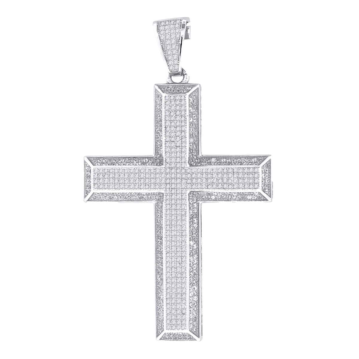 925 Sterling Silver Unisex Cz Cross Religious Charm Pendant