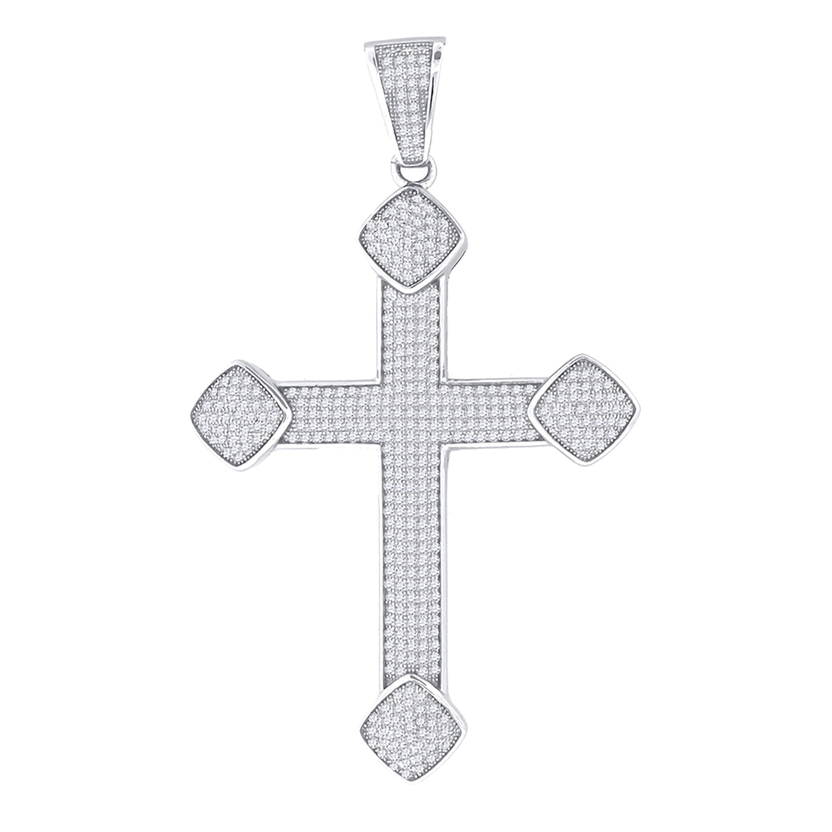 925 Sterling Silver Unisex CZ Cross Religious Charm Pendant